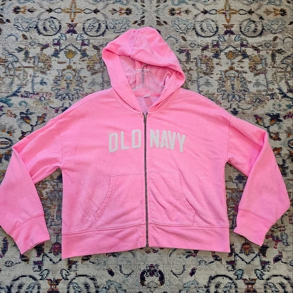 Old Navy Pink Zip Hoodie, sz Large (10-12)